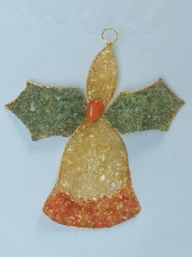 Weihnachtsglocke (± 12 cm) mit Bergkristall, Aventurin und Karneol